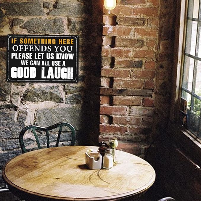 Funny Bar Sign Vintage Metal Tin Signs Man Cave Decor Bar Signs For Home Bar Garage Accessories For Men If Something Here Offends You Please Let Us Know We Can All Use A Good Laugh Sign Kitchen Signs