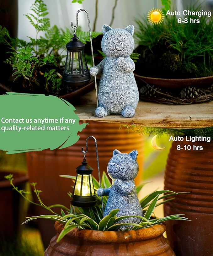 Solar Statue for Garden Decoration: Outdoor Sculpture for Yard Lawn Home House Balcony Patio - Unique Housewarming Gift for Lover Mom Women Grandma