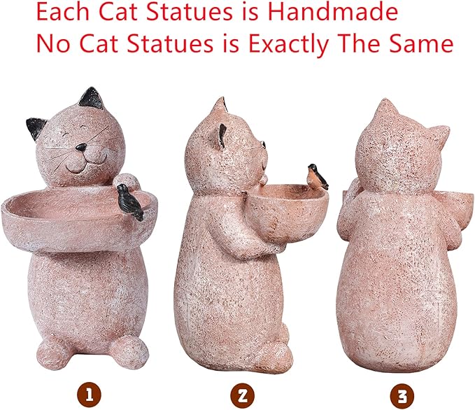 Cat Garden Statue Outdoor Decor Sculptures 12.3 Inch Height Figurine Gardening Lawn Ornament Gifts for Women