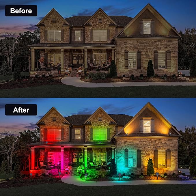 Solar Spot Lights Outdoor Color Changing, IP65 Waterproof RGB Lights, Auto On/Off Solar Landscape Spotlights with 10 LEDs for Garden Pathway Yard Holiday Decoration, 4 Pack
