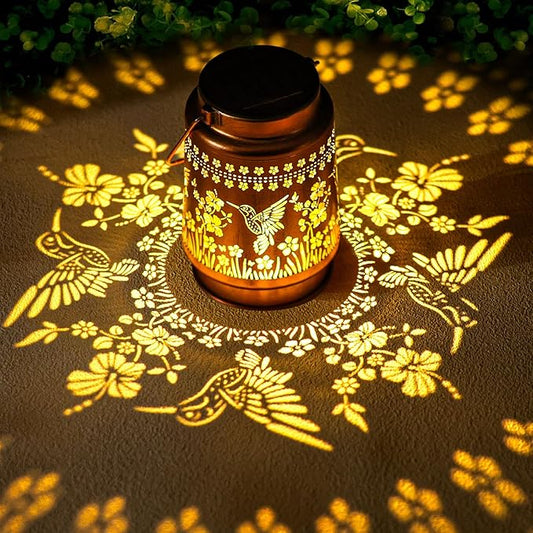 Hummingbird Solar Lanterns Outdoor Waterproof Hanging Solar Lights Gifts for Women Metal LED Lanterns Outside for Garden, Yard, Patio, Lawn, Porch