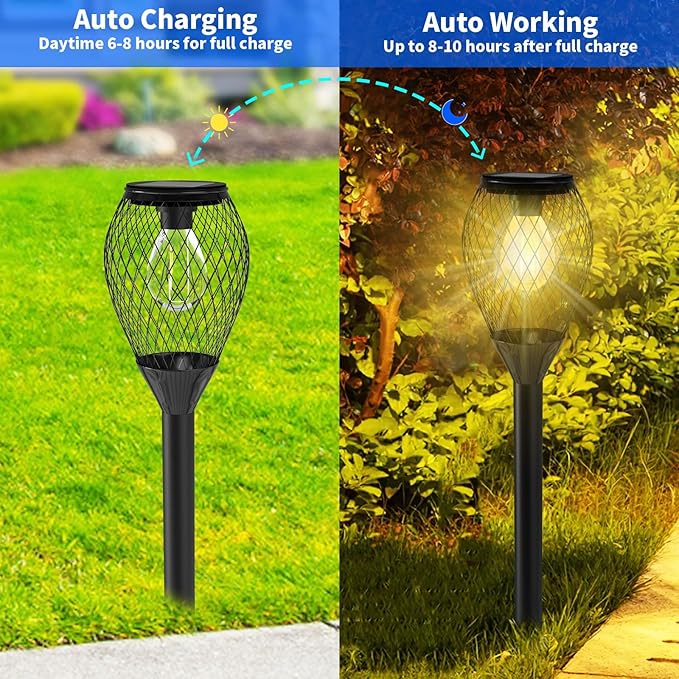4 Pack Solar Lights Outdoor Waterproof, Solar Pathway Lights, Auto On/Off LED Landscape Decorative for Garden,Lawn,Yard, Walkway, Driveway.
