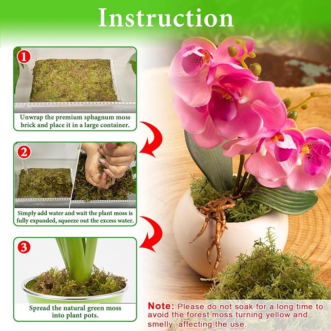 Halatool 4.4LB Green Forest Moss Natural Sphagnum Moss for Plants Fluffy Orchid Moss for Orchids Repotting Dried Plant Moss for Potted Plants Indoor & Outdoor