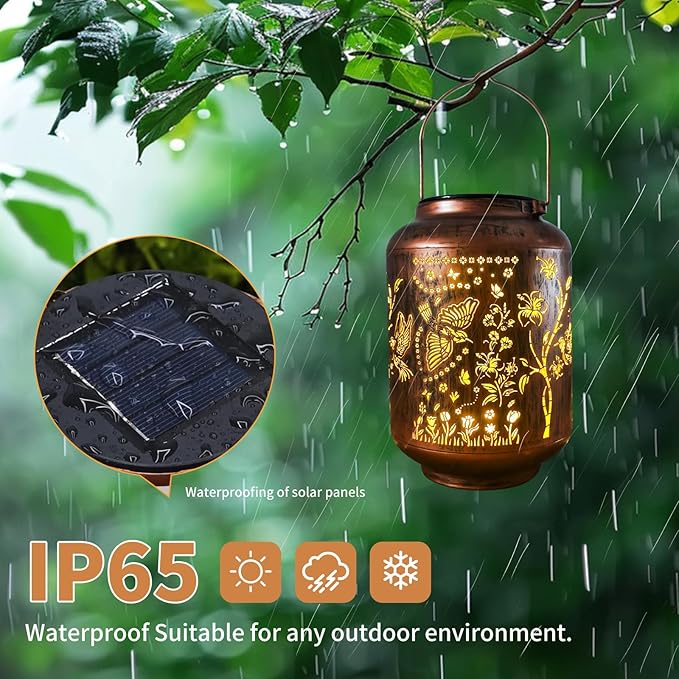 Solar Lantern Outdoor Waterproof Cardinal Style Garden Decoration, Solar Lamp Carved with Elegant Birds and Flowers, Suitable for Courtyards, Backyards, and Porches.