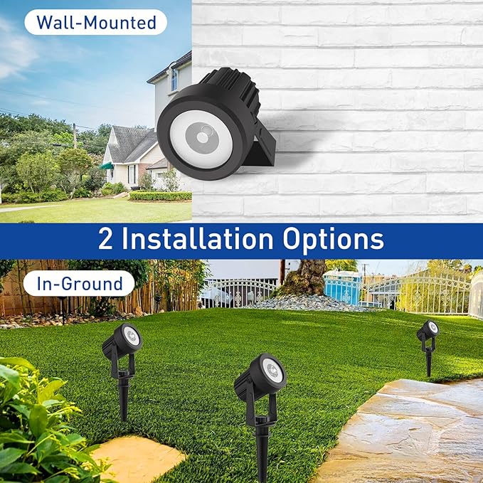 T-SUNUS Solar Spot Lights Outdoor Color Changing, Solar Landscape Spotlights RGB Lighting Waterproof IP65 Wall Lamp 9.8ft Cable for Patio, Pathway, Yard, Garden, Holiday Decoration (Multi-Color)