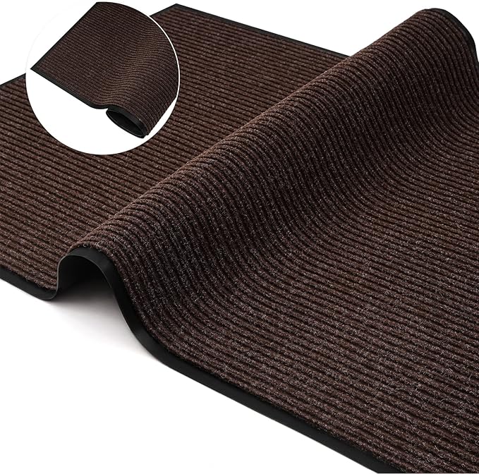 Profile Rubber Door Mat, 35x23inch, Heavy Duty, Entrance Doormat, Indoor and Outdoor, Waterproof, Easy Clean Shoe Scraper, Home Rug Welcome Mats for Entryway, Patio, Porch, Brown