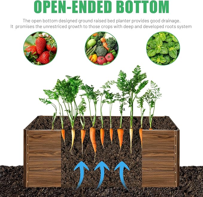 SnugNiture 4x2x2FT Raised Garden Bed Galvanized Planter Garden Boxes Outdoor, Deep Root Planter Raised Bed for Vegetables Flowers Herbs,Brown