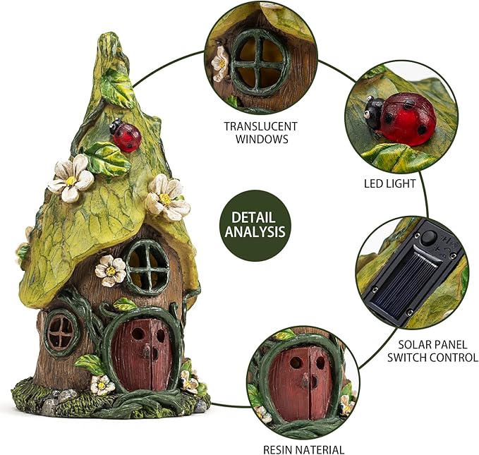 Garden Decor Outdoor Solar Statues, 11Inch Resin Fairy Garden Solar Lights Birthday Gifts for Women Yard Decorations, Gardening Gifts for Patio, Balcony, Porch Decor