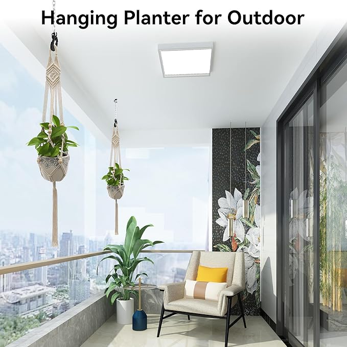 USLAI Macrame Plant Hanger Indoor Outdoor, Up to 4-15 inch Pot, Heavy 20lb Planters, Extra Long Strong Hanging Planter Basket, Boho Home Decor, 41 Inch, Ivory, Set of 2 (POTS NOT Included)