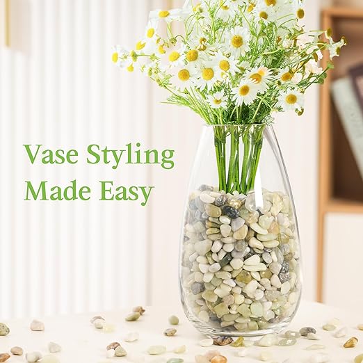 SIDONG 10 LB Jade Pebbles, 2/5 Inch Natural Decorative Polished Jade Stones, Jade River Rocks for Succulents, Cactus, Vases, Indoor Plants, Garden Landscaping, Bamboo