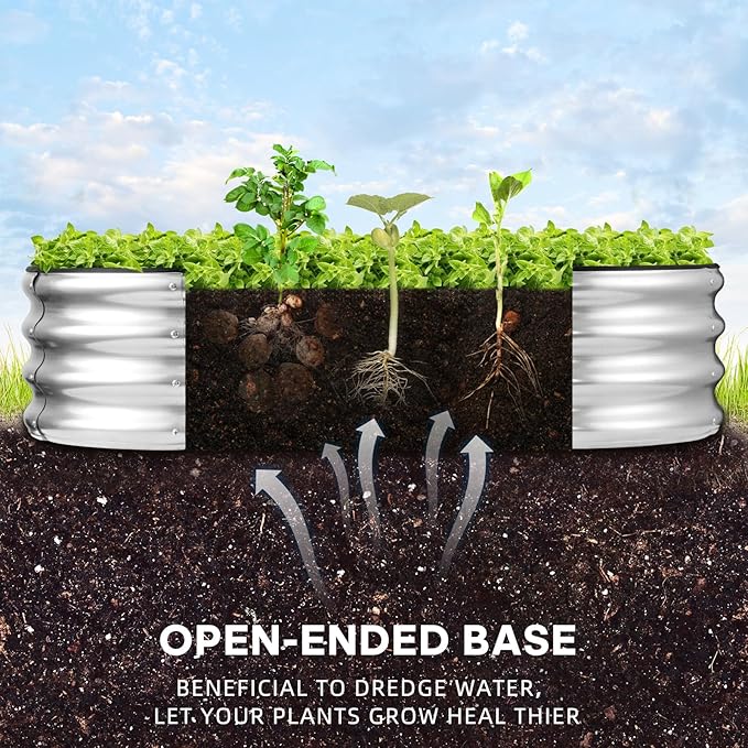 JERIA Raised Garden Bed,Galvanized Raised 2 Pcs 4×2×1ft Planter Boxes Outdoor with Easy Assembly, Large Garden Bed for Vegetables, Fruits, Flower