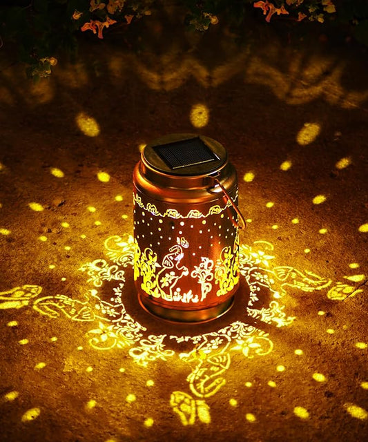 Nacome Elephant Solar Lantern for Garden Decor: Waterproof Hanging Metal Decoration with LED Lights for Yard Lawn Porch Patio Landscape Pathway – Birthday Gifts for Mom Grandma Women