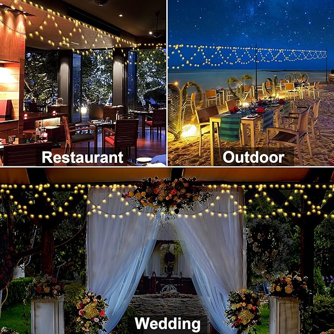 Christmas Decor 380 LED Outdoor Christmas Lights for House 34Ft/10M Warm White Christmas String Lights Outside Xmas Lights Indoor Outdoor for Eaves Yard Garden Decor[8 Modes,Extendable,ETL Listed]