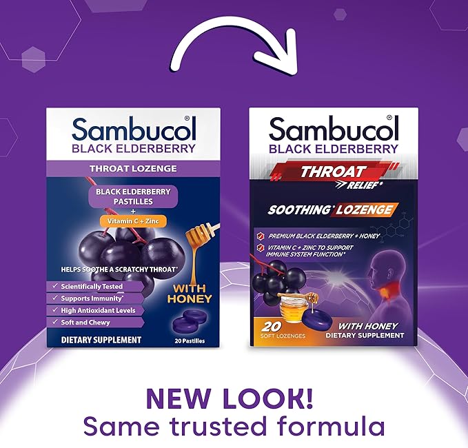 Sambucol Black Elderberry Throat Lozenge 2 Pack (40 Total
