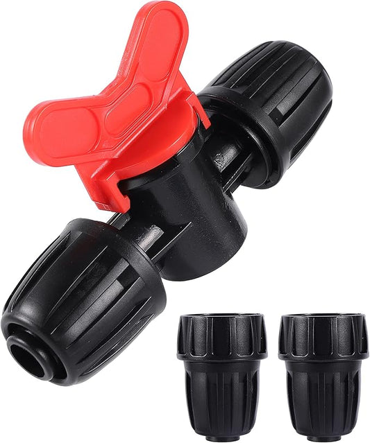 1/2 inch Irrigation Tubing Fittings For (1/2" ID x0.6-0.63" OD) 16mm Drip Tubing Barbed Locked Connectors-2 US Standard 3/4" to 1/2" Faucet Adapters,1 Switch Valve