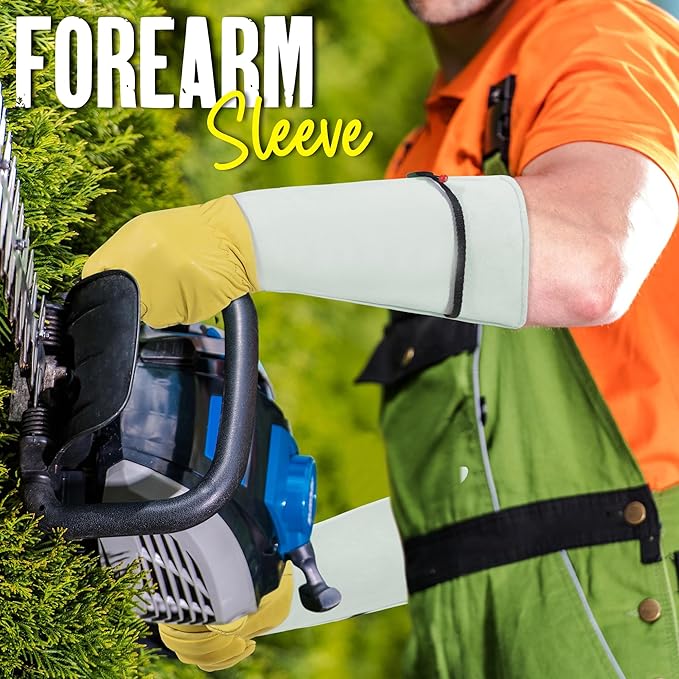 HANDLANDY Rose Gloves for Men & Women, Long Leather Gardening Gloves Thorn Proof, Best Garden Gifts & Tools for Gardener (Yellow-beige, X-Large (Pack of 1))