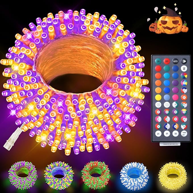 LitHome Color Changing Christmas Lights, 34 Colors 66Ft 200 LED Christmas String Lights with Remote Timer, Connectable Plug in Halloween String Light Outdoor for Xmas Tree Indoor Party Fall Decoration
