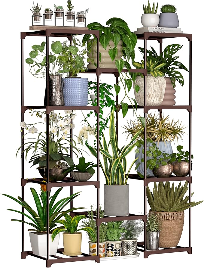 Tall Plant Stand Indoor Metal Plant Shelf Outdoor Tiered Plant Rack for Multiple Plants 4 Tiers 10 Pots Ladder Plant Holder Plant Table for Plant Pots Boho Home Decor for Gardening Gifts