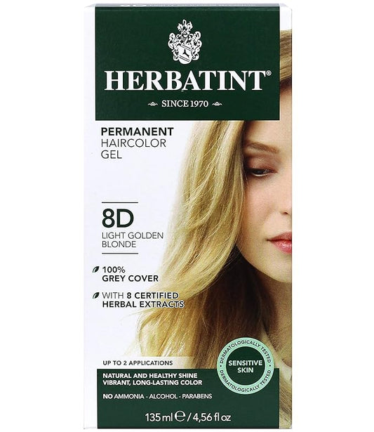 Herbatint Permanent Haircolor Gel, 8D Light 4 Fl