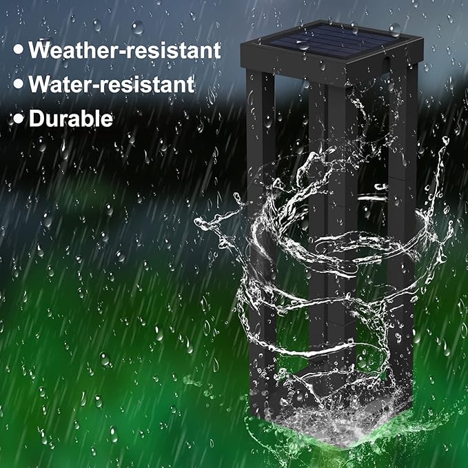 Solar Patio Floor Lamp Outdoor, 4 Pack Solar Landscape Path Lights with 3 Light Modes, Garden Decorations Waterproof 12H Endurance Cordless Landscaping for Porch Lawn Yard Backyard (Black)