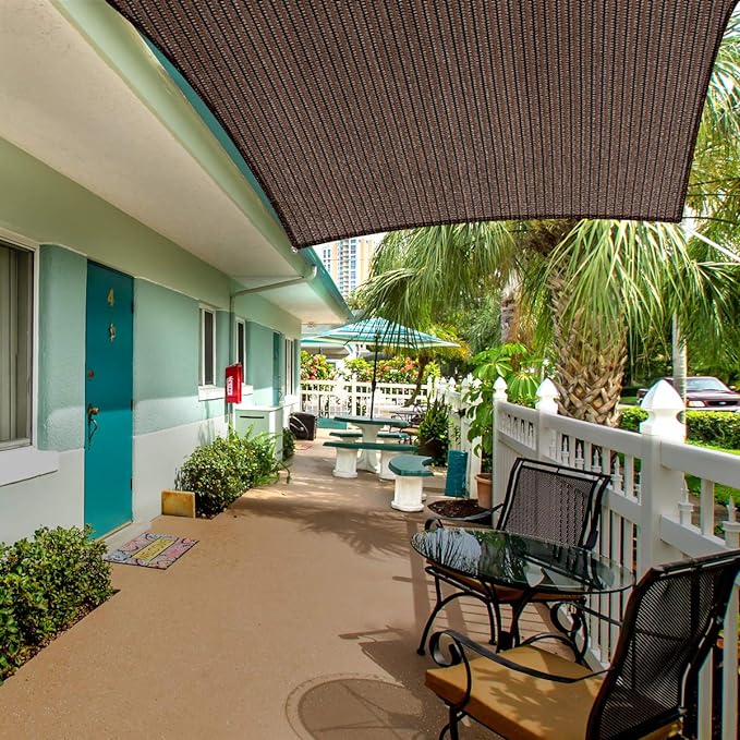 Eden's Decor Straight Flat-Edged Sun Shade Sail Rectangular 9' x 14' Brown UV-Blocking Outdoor Canopy Fabric Cloth Awning for Pergola Patio Garden Backyard Custom Size