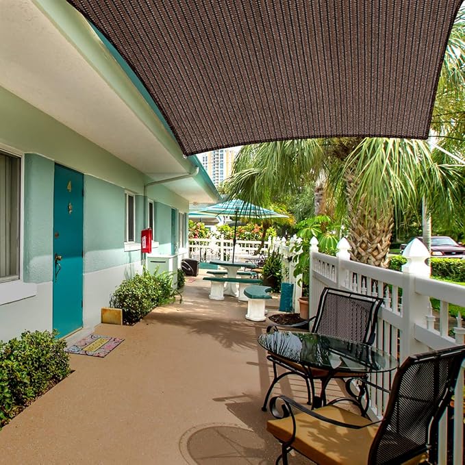 Eden's Decor Straight Flat-Edged Sun Shade Sail Rectangular 9' x 10' Brown UV-Blocking Outdoor Canopy Fabric Cloth Awning for Pergola Patio Garden Backyard Custom Size