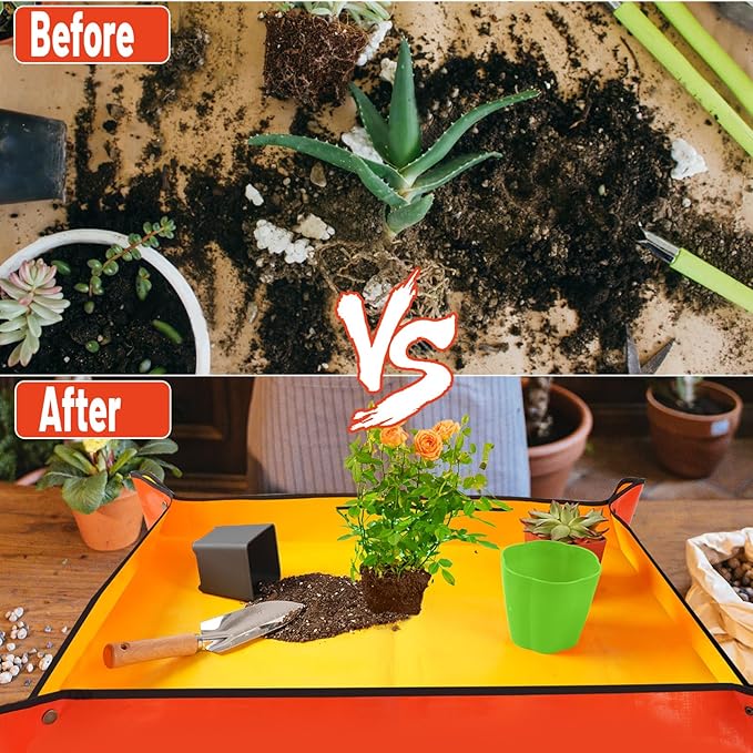 27" X 27" Repotting Mat for House Plant Transplanting and Dirt Control, Potting Soil Mat Succulent Planting Mat Gardening Gifts for Women Men