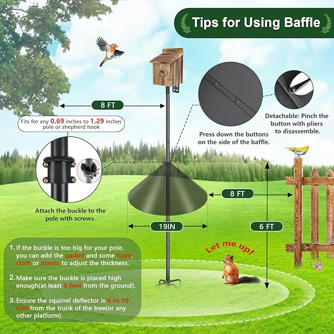 Gtongoko 19 Inch Squirrel Baffle for Bird Feeder Pole Squirrel Guards for Shepherds Hook Stopper for Bird Feeders Black 2 Pack