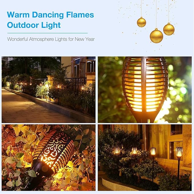 Solar Lights Outdoor 43" (Super Large Size), 99 LED Solar Tiki Torches with Flickering Flame, Waterproof Solar Powered Lights for Holiday Decorations Outside Garden Yard Pathway Decor