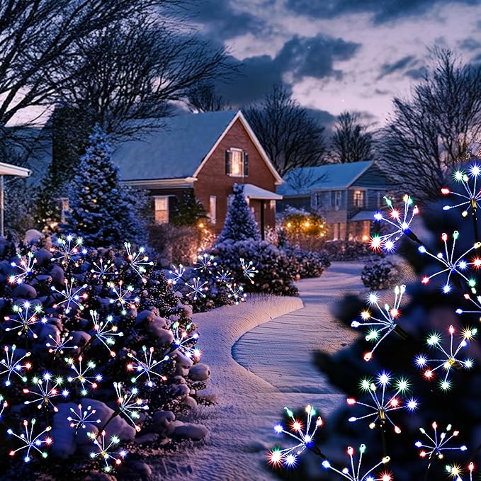 Solar Garden Decor Lights Outdoor, Solar Powered Lights Waterproof for Yard Patio Porch Flowerbed, Fairy Gardening Supplies Gifts Firwork(6 Pack Multi-Colored)