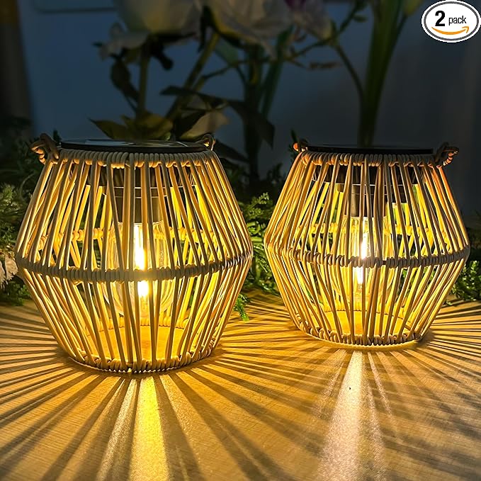 Solar Lanterns Outdoor,Solar Lanterns Outdoor Waterproof Lights for Outside Hanging Lamp Lights Decoration for Garden,Yard,Patio -2 Pack