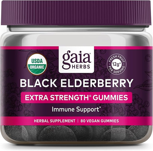 Gaia Herbs Black Elderberry (Sambucus Nigra) 80 Gummies
