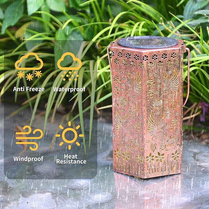 Outdoor Solar Lanterns Cardinal Bird Gift for Women/Mom/Grandma/Sister,Solar Lanterns Outdoor Waterproof Butterfly, Garden Decor,Christmas,Mother's Day,Thanksgiving Gifts,Solar Decoration for Yard