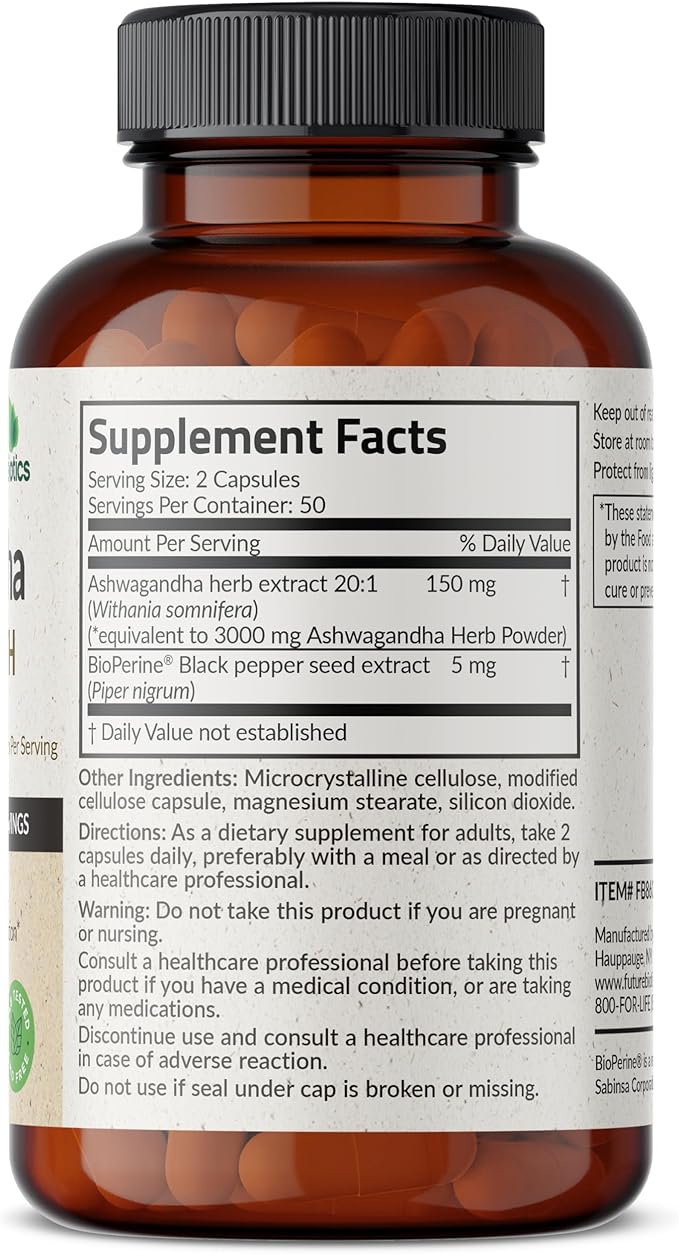 Futurebiotics Ashwagandha Extra Strength Stress & 100 Vegetarian