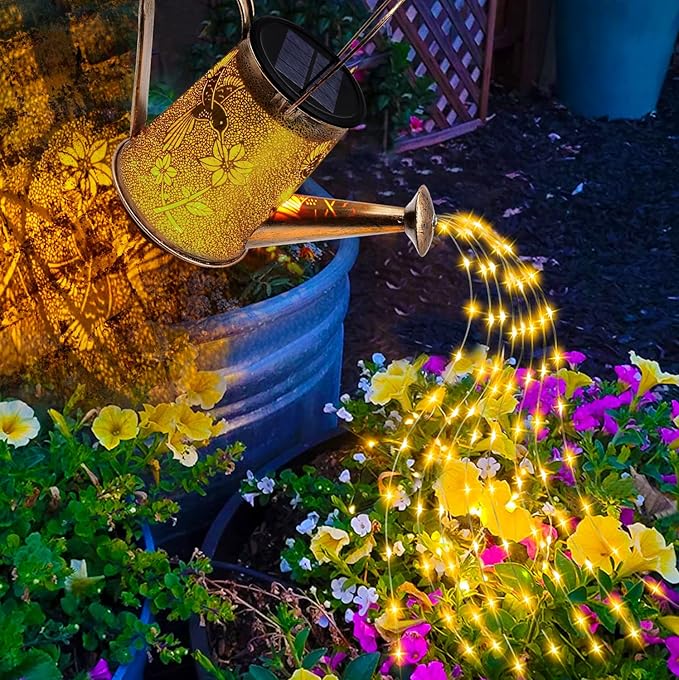 Solar Watering Can Lights, Hummingbird Gifts for Women Mom Grandma Birthday, Waterproof Outdoor Garden Decor Large Hanging Solar Lanterns Garden Lights for Patio Porch Yard Flowerbed Pathway