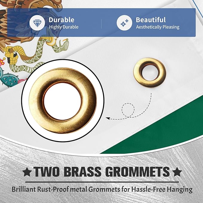 Mexico Mexican Michoacan Flag Garden Yard House 2x3 ft Flags Double Sided Print Banner Indoor Outdoor Party Home Decorations for Boat Dorm House Balcony