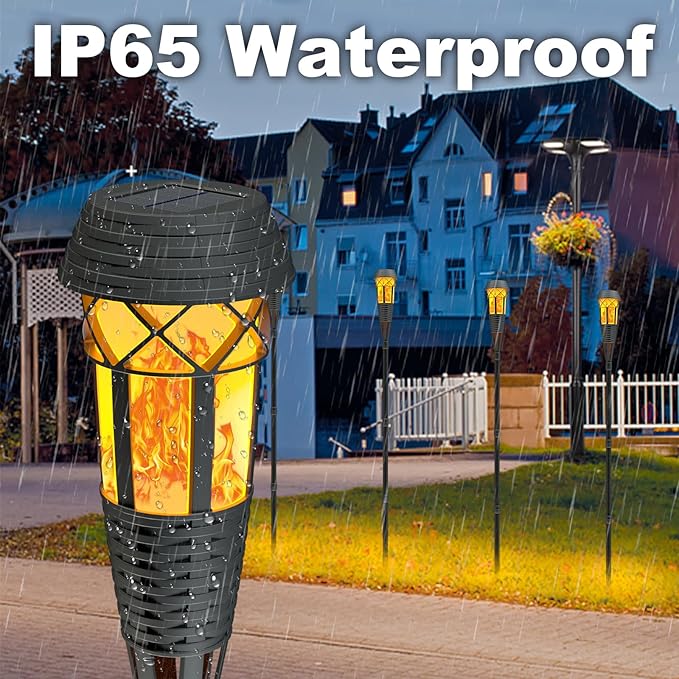 Flickering Flames Torch Light Solar Garden Lights Waterproof Landscape Lighting - 2 Pack