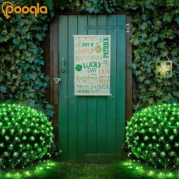 Pooqla 14.8x4.9 Ft Net Lights, 300 LED Christmas Outdoor Green Lights With 8 Modes, Connectable Waterproof Mesh String Fairy for Bushes Tree Garden Halloween Decor