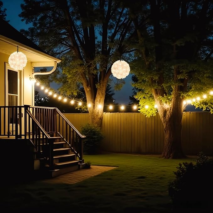 50 Warm Clear Sphere Light, UL Listed and Commercial Grade Christmas Hanging Sphere 6 Inches, for Indoor and Outdoor Use.