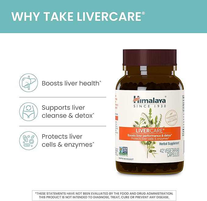 Himalaya LiverCare Herbal Supplement, Liver Cleanse 375 mg, 90 Capsules, 45 Day