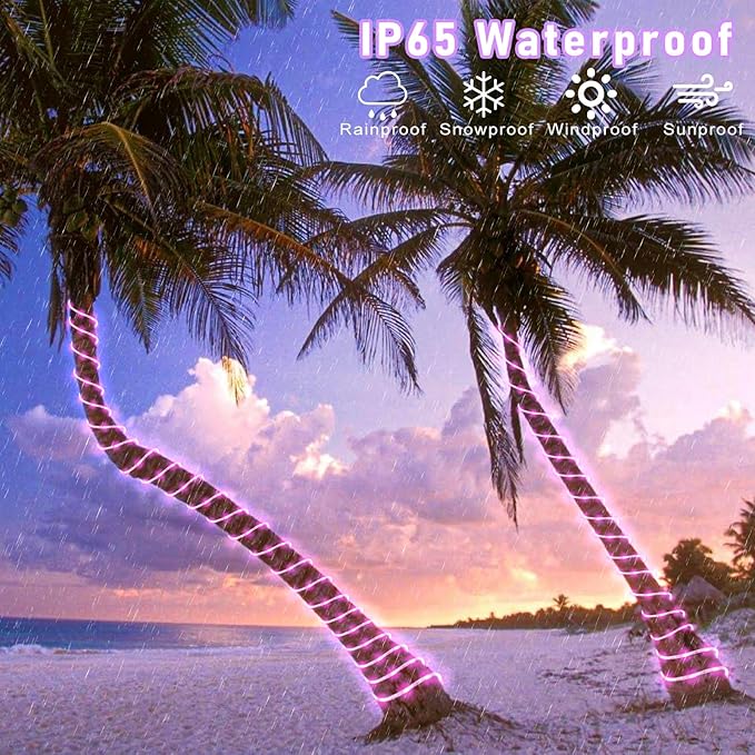 Rope Lights for Outside, 66FT 200 LED String Lights Outdoor with Waterproof 8 Modes, Flexible and Connectable Plug in Fairy Light for Indoor Patio Pool Garden Party Wedding Decorations, Pink