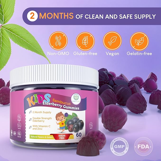 Sugar-Free Kids Elderberry Gummies with Vitamin (60 Ct)