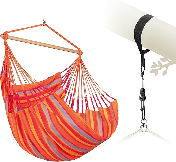 LA SIESTA® Large Comfort Domingo Hammock Chair Swing & Tree Mount Kit - Suspension Kit for Trees Beams Posts - Weatherproof, Outdoor Indoor Hammock Swing - Hanging Chair for Bedroom Patio - Toucan
