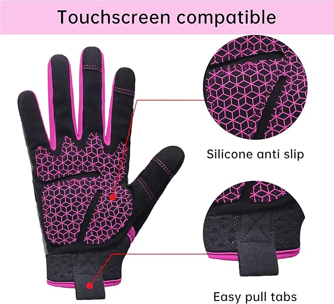 HANDLANDY Women Safety Work Gloves Utility Touch Screen Working Grip Glove for Yardwork Gardening Breathable Mechanic Gloves