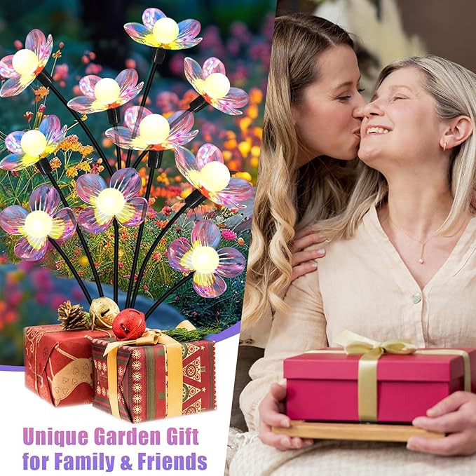 Solar Garden Lights Outdoor,New Upgraded Solar Firefly Lights Waterproof,Sway by Wind,Perfect Gardening Gifts for Women, Holiday Decoration