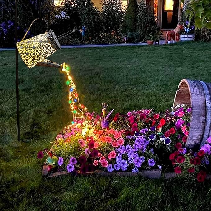 VOOKRY Solar Watering Can Lights, Outdoor Large Hanging Lantern Waterproof, Multicolor Retro Metal Solar Lights for Patio Yard Porch Lawn Garden Christmas Decor Gifts for Mom Women Grandma Birthday