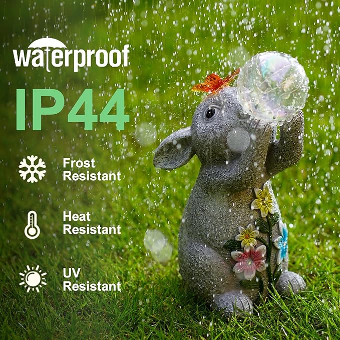 Solar Rabbit Outdoor Garden Statues: Outside Decor with Lights Clearance for Yard Art Lawn Ornaments Porch Patio Balcony Home House - Birthday Gifts for Grandma Mom Women