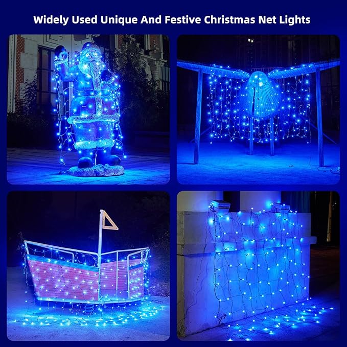 Led Net Lights Christmas Lights Outdoor Blue Christmas Net Lighting with 121Led Mini Globe Lights 5ftx5ft, Outdoor Indoor Fairy Mesh Net Lights for Christmas Trees, Bushes, Shrubs Decorations