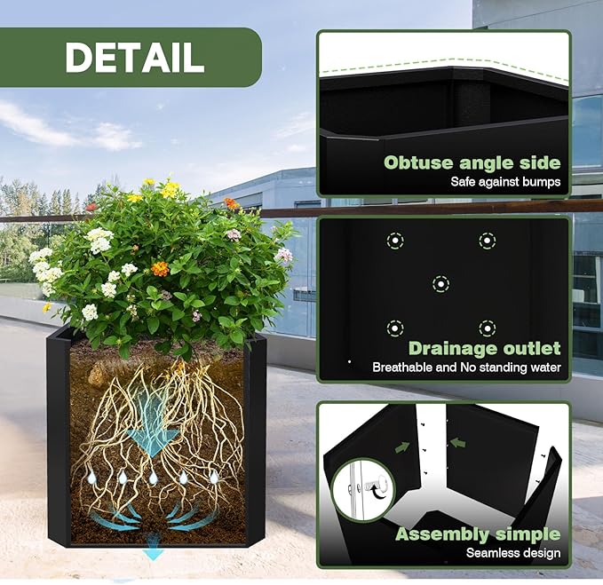 Steel Planter Box-24"x24"x24"-Large Square Planter Box-Outdoor Indoor-Cube Steel Planter Heavy Duty Black Metal Planter Flower Pot Commercial Residential for Home Garden Porch Hotel Patio