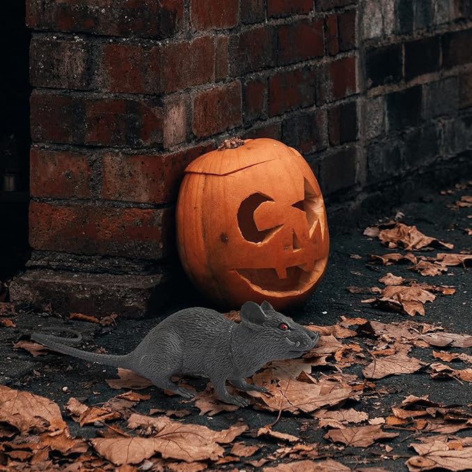 XONOR Halloween DÃcor Set of 3 Realistic Looking Spooky Mice Rats, Super Large Plastic Mouce for Best Halloween Decoration, 3 Colors (White & Black & Grey)